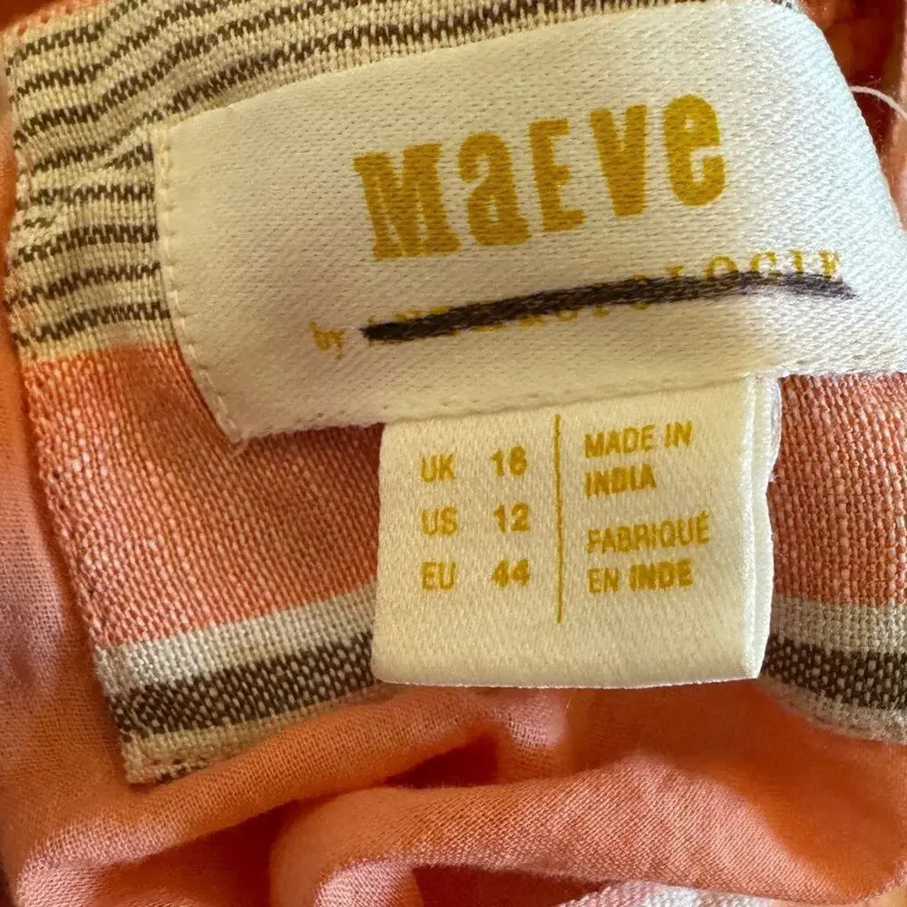 MAEVE Anthropologie Square-Neck Tie-Back Coral Dress Size 12 needs new zipper